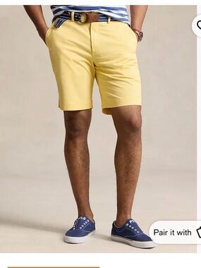 Polo by Ralph Lauren Yellow Flat-Front Cotton Shorts